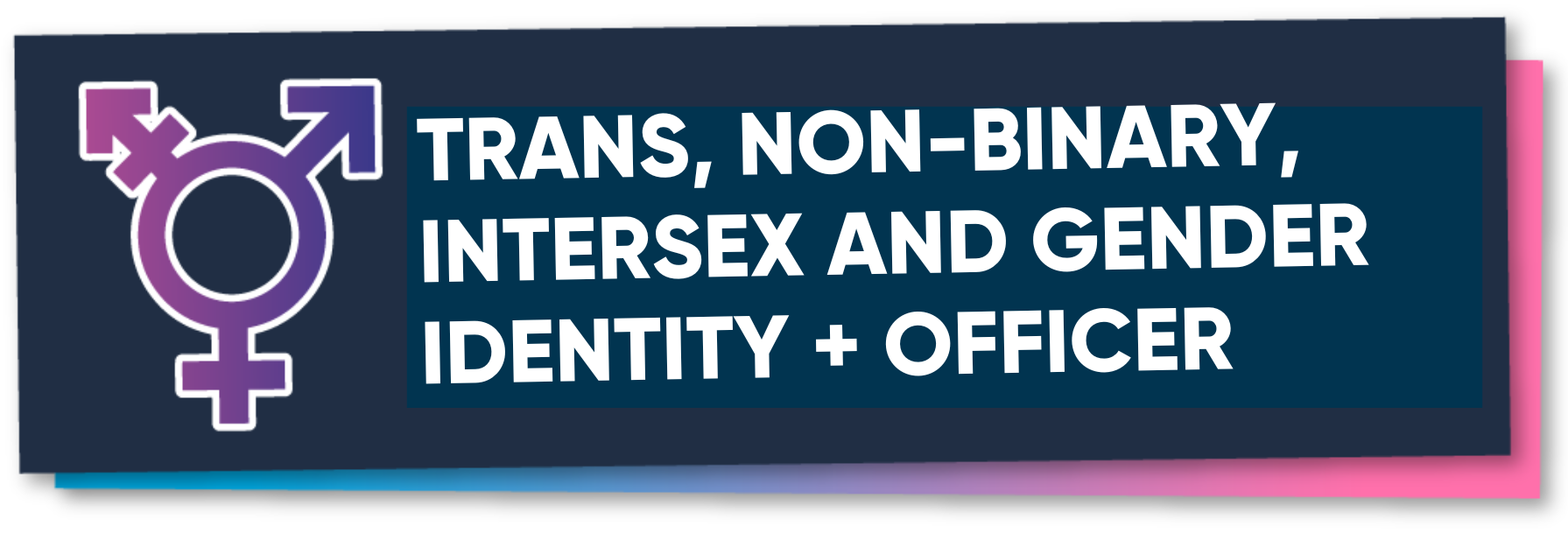 Trans, Non-Binary, Intersex and Gender Identity + Officer Button
