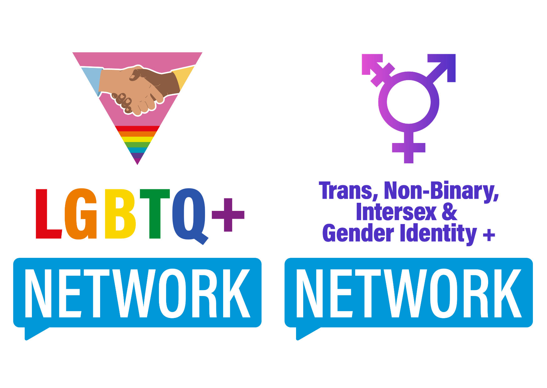 LGBTQ+ and Trans, Non-Binary, Intersex and Gender Identity + Network Logos